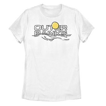 Juniors' Outer Banks Sunset Waves Logo Tee