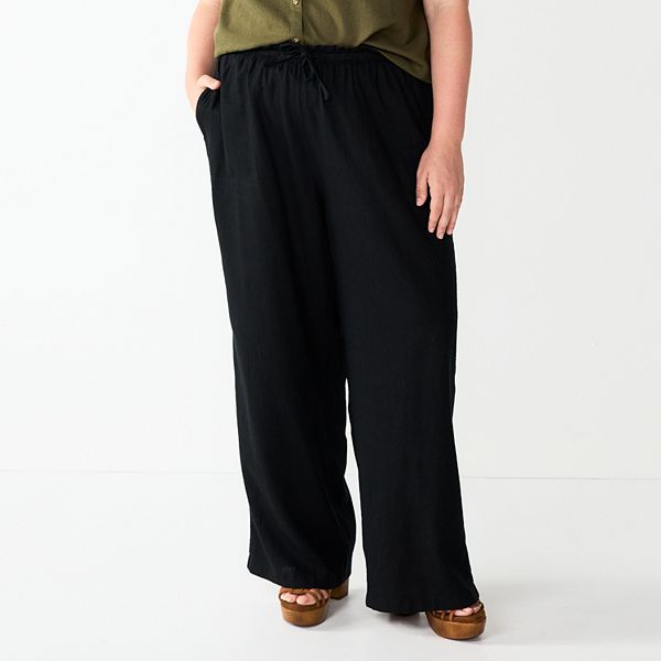 Hearts of Palm Black Linen Blend Plus Size Capri Pants - Size 16 -  Embroidered - $23 - From Angie