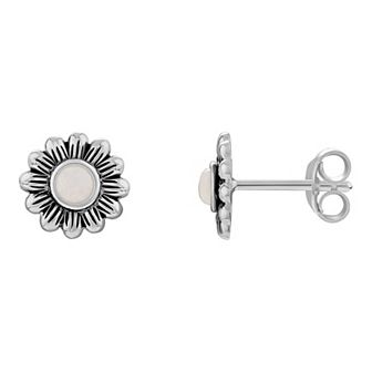 PRIMROSE Sterling Silver Opal Flower Stud Earrings