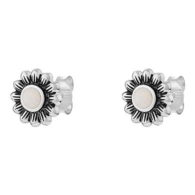 PRIMROSE Sterling Silver Opal Flower Stud Earrings