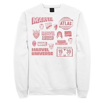 Men's Marvel Vintage Logos And Heroes Mash Up Collage Sweatshirt