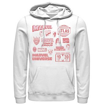Men's Marvel Vintage Logos And Heroes Mash Up Collage Hoodie