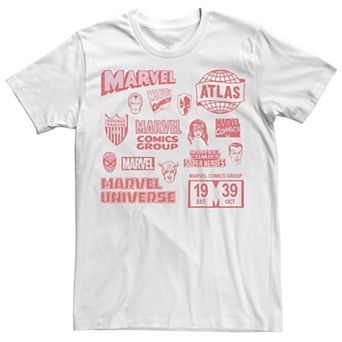 Men's Marvel Vintage Logos And Heroes Mash Up Collage Tee