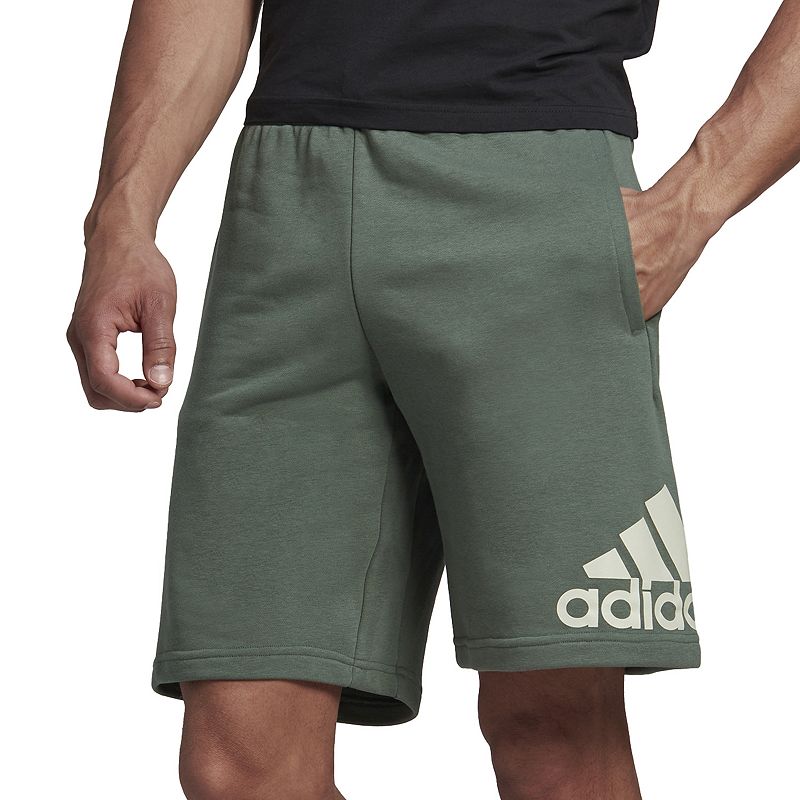 Mens adidas Badge of Sport French Terry Shorts, Size: Small, Dark Green