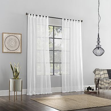 Archaeo Waffle Weave Cotton Blend Semi-Sheer Tab Top Window Curtain