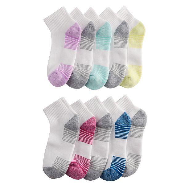 Women's Tek Gear 10Pack Tech Stripe Quarter Socks
