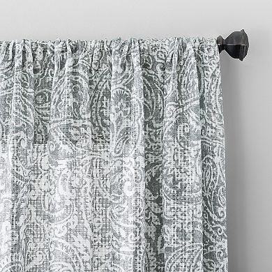 Archaeo Paisley Waffle Weave Cotton Blend Semi-Sheer Rod Pocket Window Curtain 