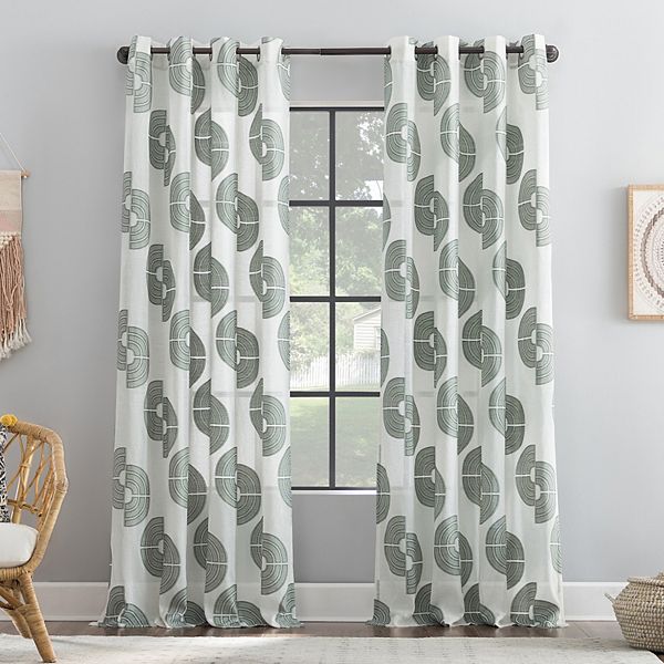 Archaeo Retro Curves Linen Blend Grommet Window Curtain