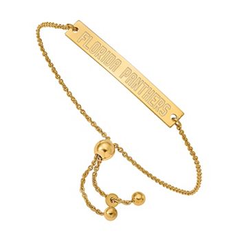 LogoArt Florida Panthers Sterling Silver Small Bar Adjustable Bracelet