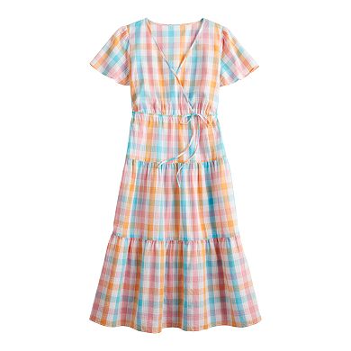 Women's Croft & Barrow® Checked Surplice Midi Dress