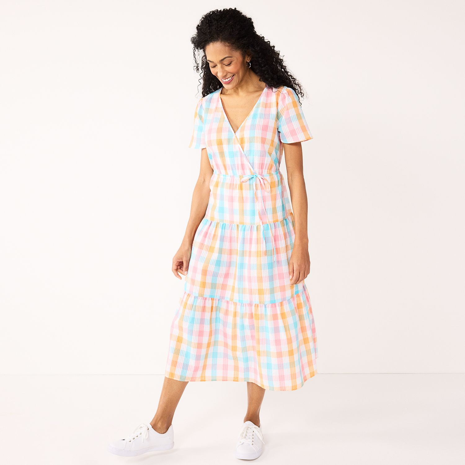 midi checkered dress