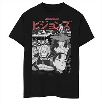 Boys 8-20 Star Wars Visions Character Greyscale Poster Graphic Tee