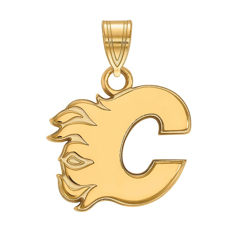LogoArt Calgary Flames 10k Gold Small Pendant, Womens, Size: 13MM, Yellow