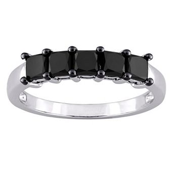 Stella Grace 10k White Gold 1 1/4 Carat T.W. Princess Black Diamond Semi-Eternity Ring