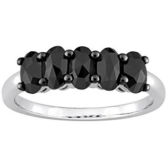 Stella Grace 10k White Gold 1 1/4 Carat T.W. Oval Black Diamond Semi-Eternity Ring
