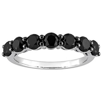 Stella Grace 10k White Gold 1 3/4 Carat T.W. Black Diamond Semi-Eternity Ring