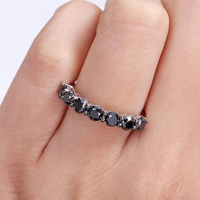Stella Grace 10k White Gold 1 3/4 Carat T.W. Black Diamond Semi-Eternity Ring