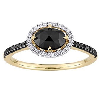 Stella Grace 14k Gold 1 1/5 Carat T.W. Black & White Diamond Halo Engagement Ring