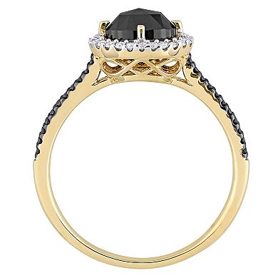 Stella Grace 14k Gold 1 1/5 Carat T.W. Black & White Diamond Halo Engagement Ring