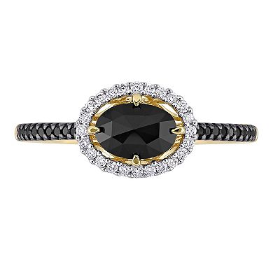 Stella Grace 14k Gold 1 1/5 Carat T.W. Black & White Diamond Halo Engagement Ring