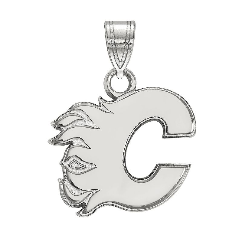 LogoArt Calgary Flames Sterling Silver Small Pendant, Womens, Size: 13MM, 
