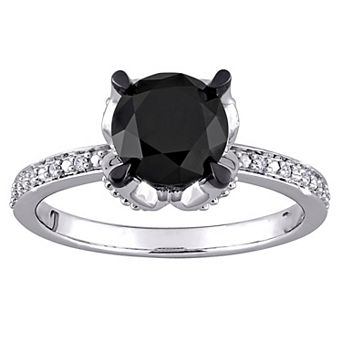 Stella Grace 14k White Gold 2 Carat T.W. Black & White Diamond Solitaire Engagement Ring