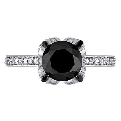 Stella Grace 14k White Gold 2 Carat T.W. Black & White Diamond Solitaire Engagement Ring