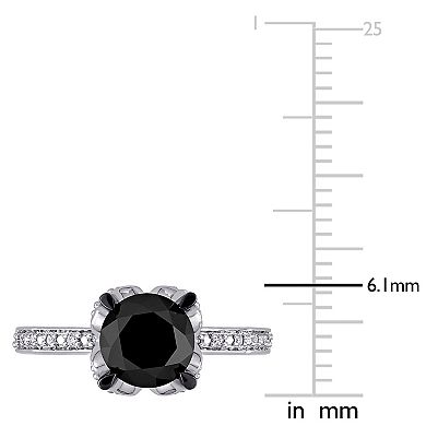 Stella Grace 14k White Gold 2 Carat T.W. Black & White Diamond Solitaire Engagement Ring