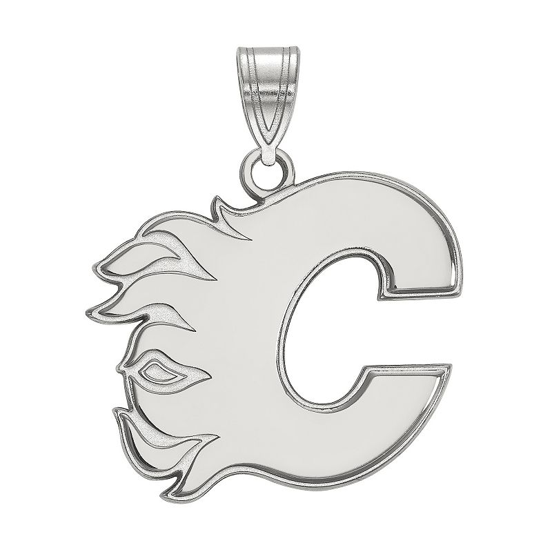 LogoArt Calgary Flames Sterling Silver Large Pendant, Womens, Size: 19 mm,