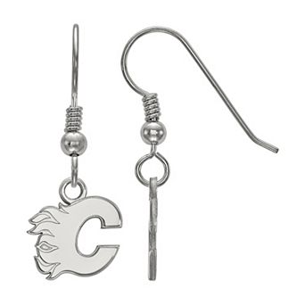 LogoArt Calgary Flames Sterling Silver Extra Small Drop Earrings