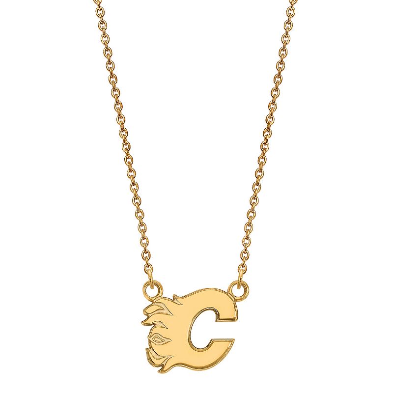 LogoArt Calgary Flames 10k Gold Small Pendant Necklace, Womens, Size: 18