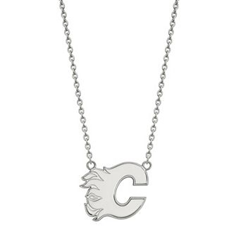 LogoArt Calgary Flames Sterling Silver Large Pendant Necklace