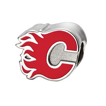 LogoArt Calgary Flames Sterling Silver Enamel Logo Bead