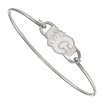 LogoArt Calgary Flames Sterling Silver Small Center Wire Bangle