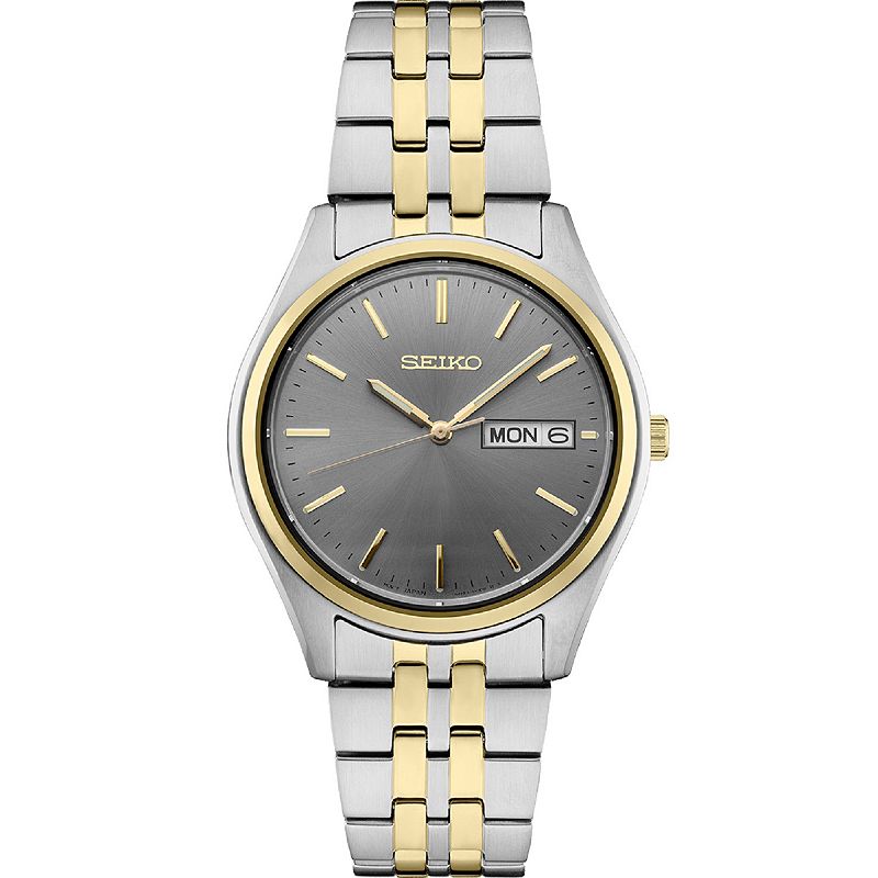 Seiko Men's Essential Two Tone Gray Dial Watch - SUR432, Size: Medium, Silver Gold