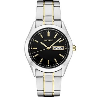 Seiko Men's Essential Two Tone Black Dial Watch - SUR363
