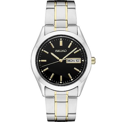 Seiko Men s Essential Two Tone Black Dial Watch SUR363