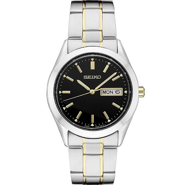 Seiko Men s Essential Two Tone Black Dial Watch SUR363