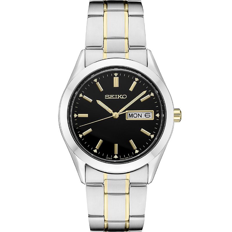Seiko Mens Essential Two Tone Black Dial Watch - SUR363, Size: Medium, Mul