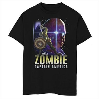 Boys 8-20 Marvel What If Cap and Watcher Zombie Poster Graphic Tee