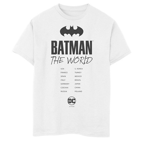 Boys 8-20 Batman: The World White Bat Logo Stamp Graphic Tee