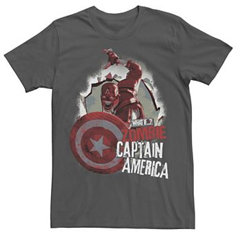 Men's Marvel What If Captain America Zombie Burst Poster Tee