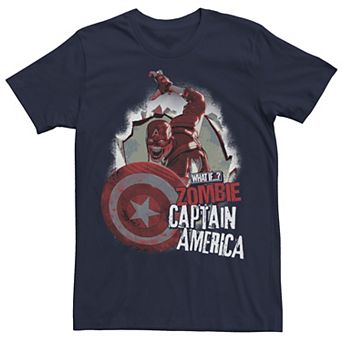 Men's Marvel What If Captain America Zombie Burst Poster Tee