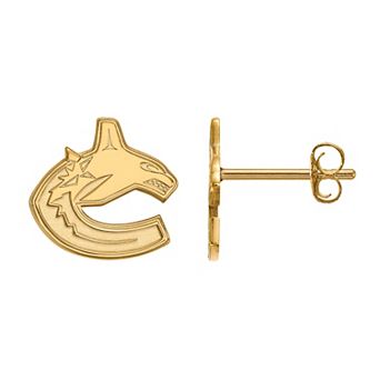 LogoArt Vancouver Canucks 14k Gold Over Silver Logo Stud Earrings