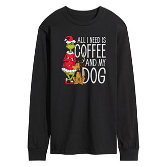 Men's Dr. Seuss The Grinch "All I Need Is Coffee And My Dog" Tee