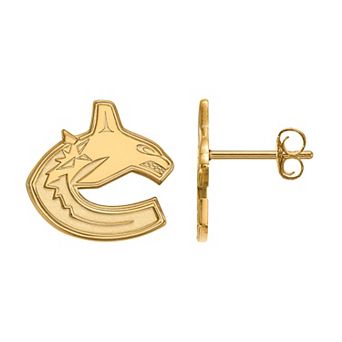 LogoArt Vancouver Canucks 10k Gold Small Logo Stud Earrings