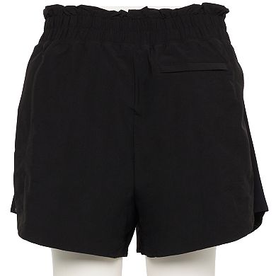 Plus Size FLX High-Waisted Paperbag-Waist Shorts