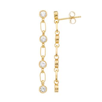 Kristen Kesho Sterling Silver Lab-Created White Sapphire Link Drop Earrings