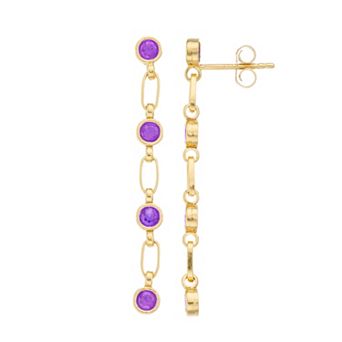 Kristen Kesho Sterling Silver Lab-Created Amethyst Link Drop Earrings
