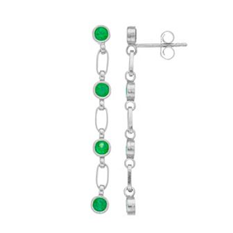 Kristen Kesho Sterling Silver Lab-Created Emerald Link Drop Earrings